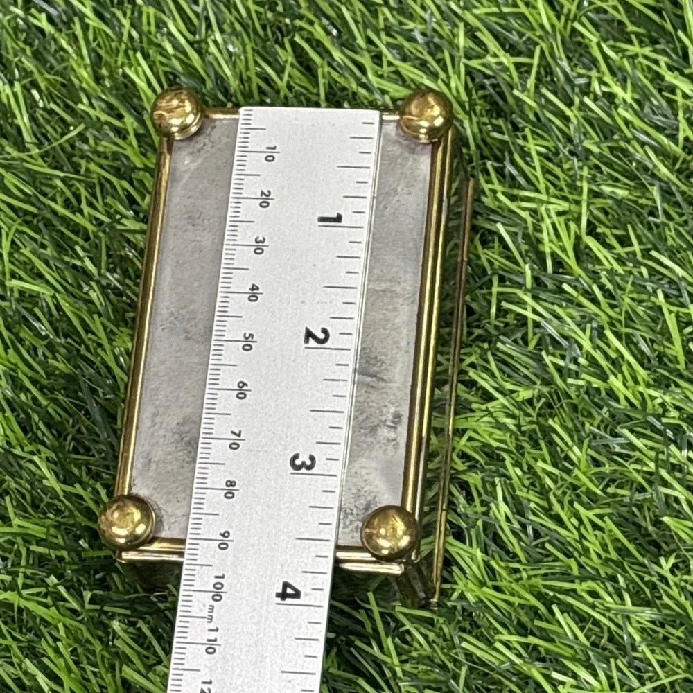 Vintage Brass Glass Trinket Box Etched Floral Jewelry Display Decor